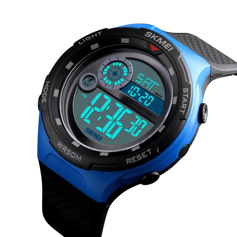 Skmei 1465 50M Vanntett Countdown Outdoor El Light Sports Herre Digital Watch