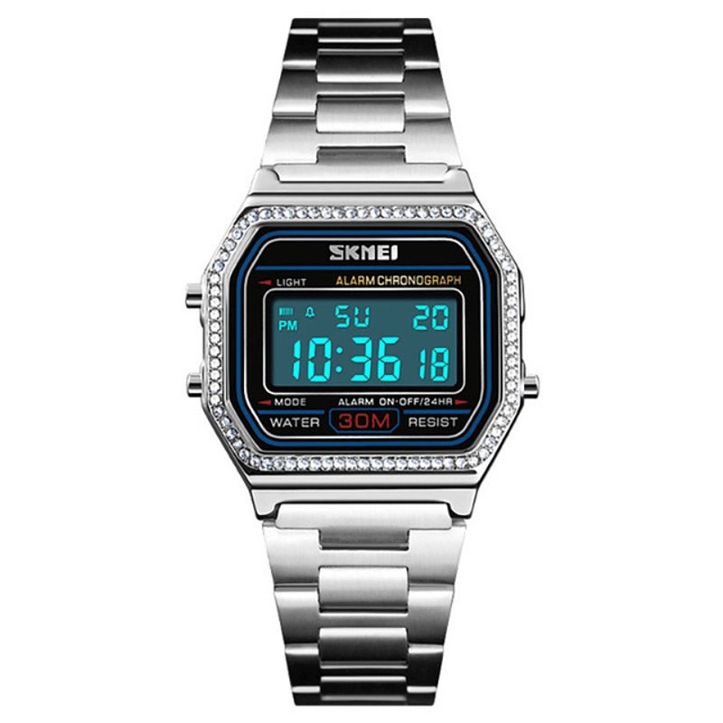 Skmei 1474 Casual Dameklokke 3Atm Waterproof El Light Week Display Mote Digital Watch