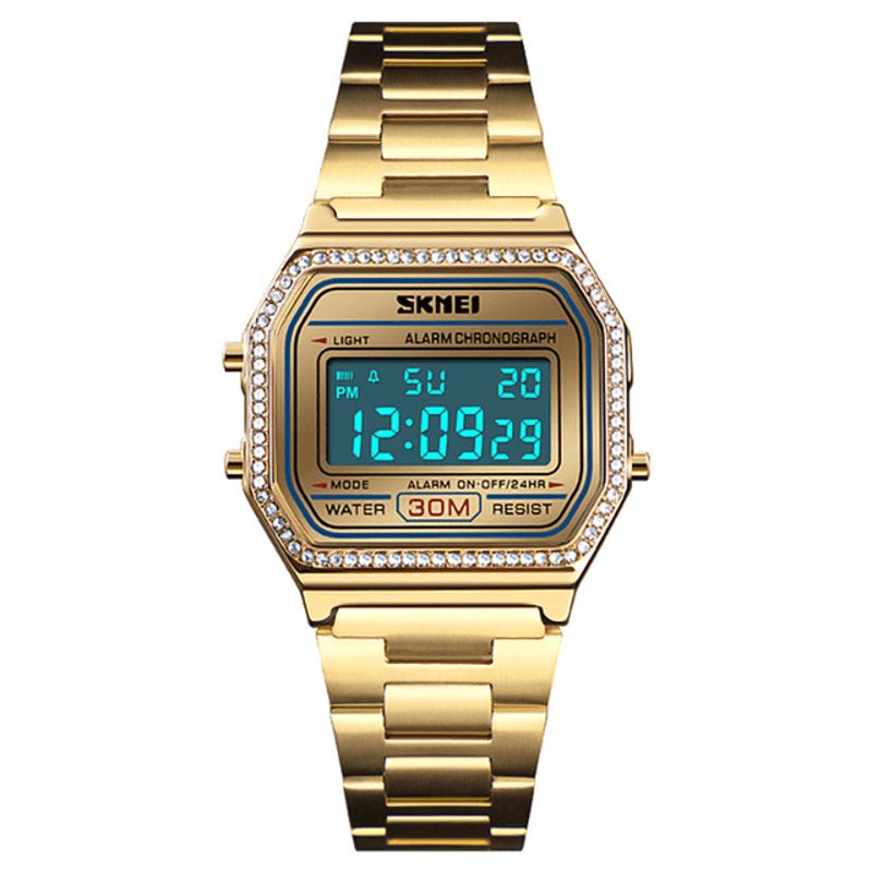 Skmei 1474 Casual Dameklokke 3Atm Waterproof El Light Week Display Mote Digital Watch