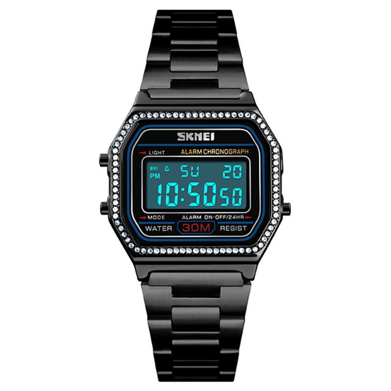 Skmei 1474 Casual Dameklokke 3Atm Waterproof El Light Week Display Mote Digital Watch