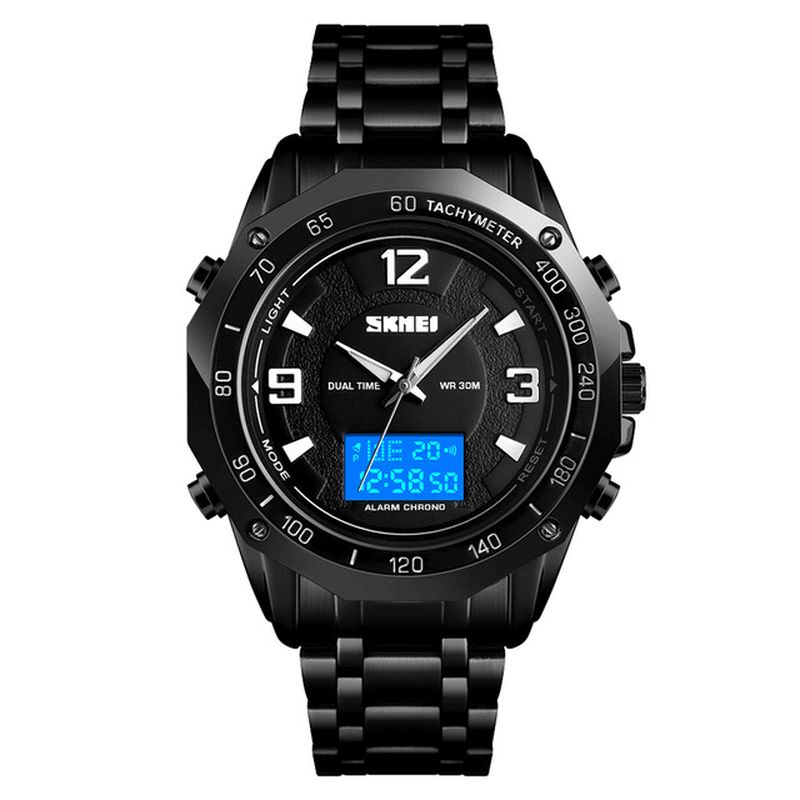 Skmei 1504 Multifunctional Luminous El Light Calendar 3Atm Business Herreklokke Dual Display Digital Watch