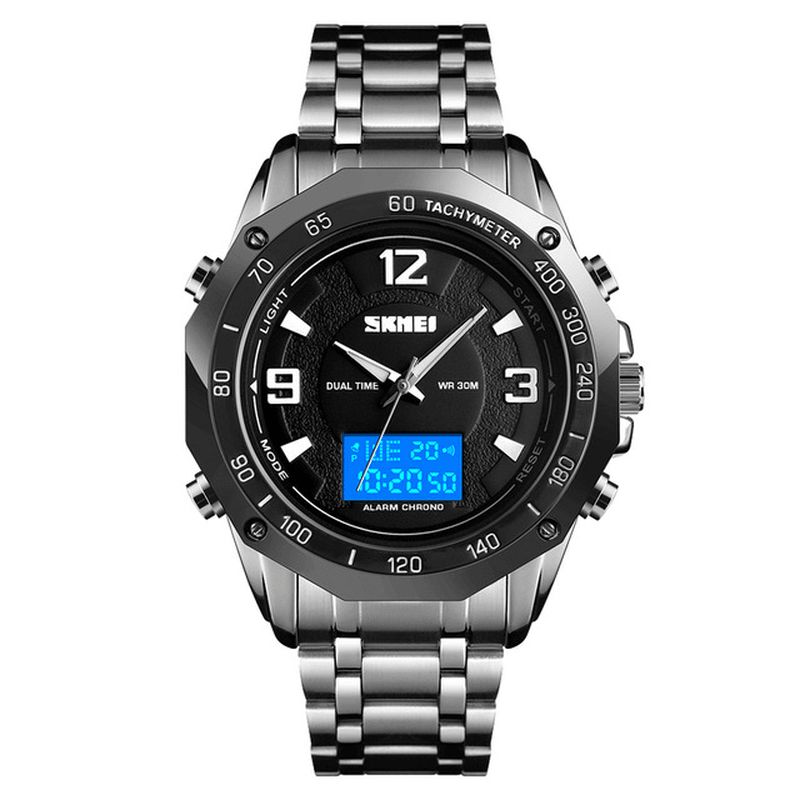 Skmei 1504 Multifunctional Luminous El Light Calendar 3Atm Business Herreklokke Dual Display Digital Watch