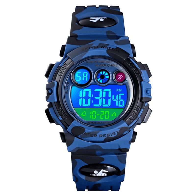 Skmei 1547 Energetic Dial Design Led+El Lights 5Atm Sport Kids Watch Digital Watch