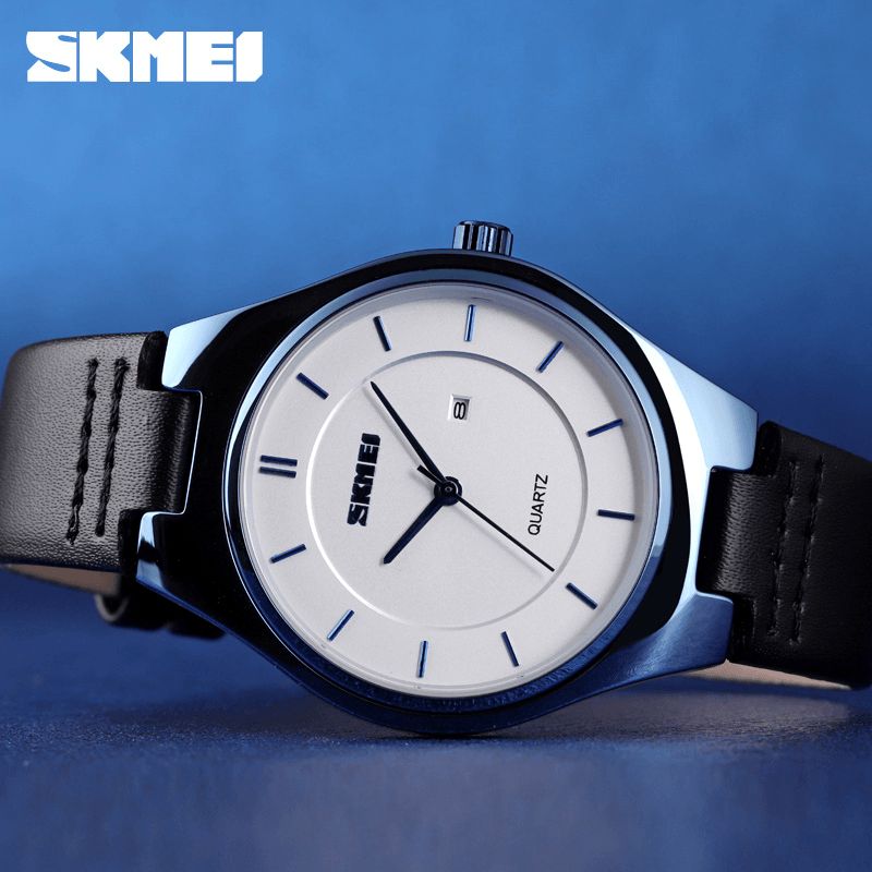 Skmei 1575 Ultra Thin Casual Style Menn Armbåndsur Dato Vis Vanntett Kvartsklokke