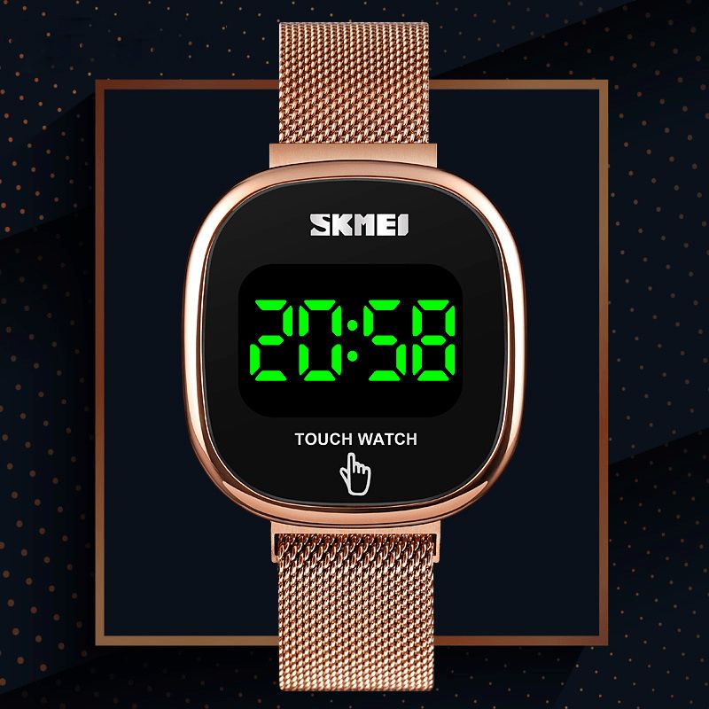 Skmei 1589 Fashion Herre Watch Dato Display Led Light Vanntett Touch Key Digital Watch