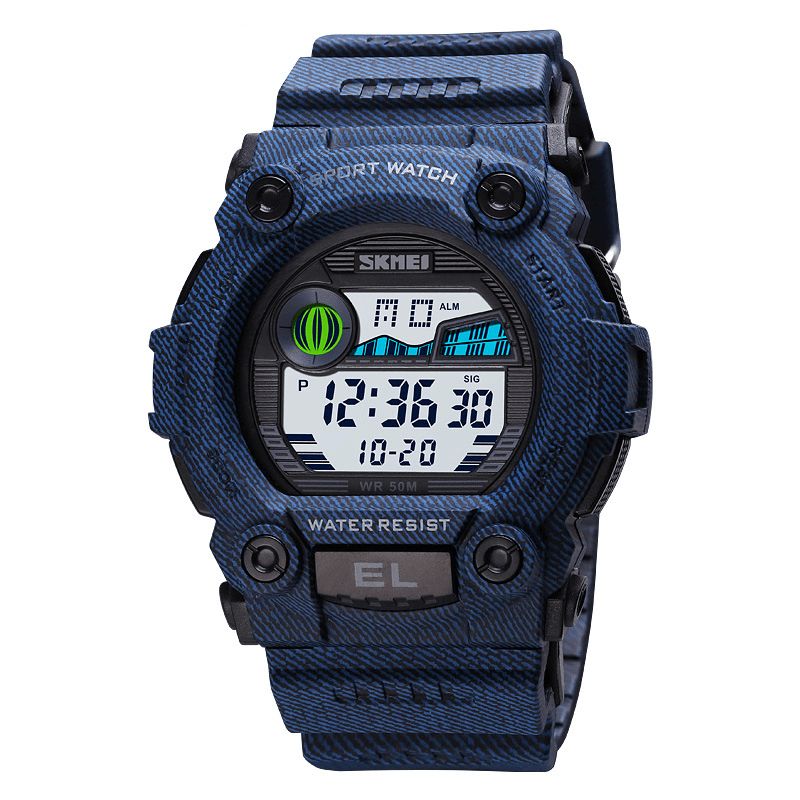 Skmei 1633 Chronograph Sport Herre Armbåndsur Lysende Display Vanntett Led Digital Watch