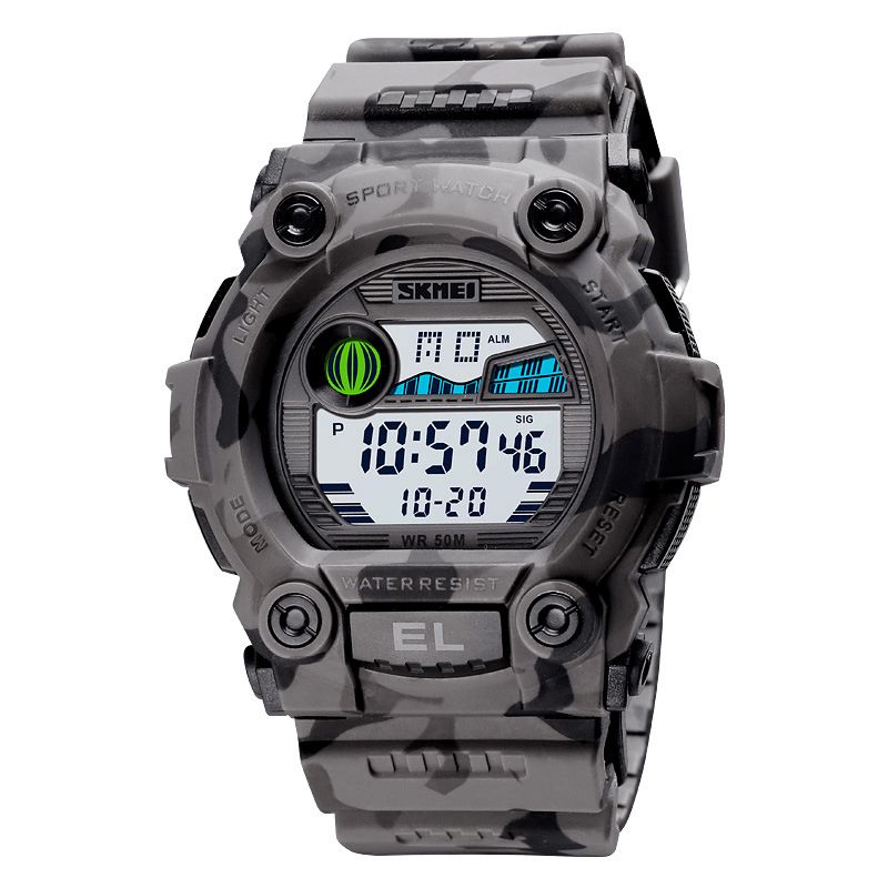 Skmei 1633 Chronograph Sport Herre Armbåndsur Lysende Display Vanntett Led Digital Watch