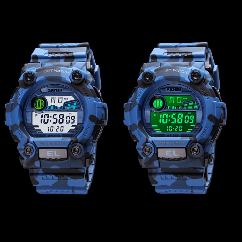 Skmei 1633 Chronograph Sport Herre Armbåndsur Lysende Display Vanntett Led Digital Watch