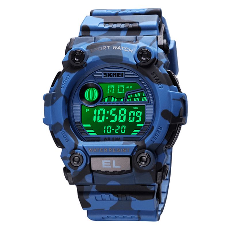 Skmei 1633 Chronograph Sport Herre Armbåndsur Lysende Display Vanntett Led Digital Watch