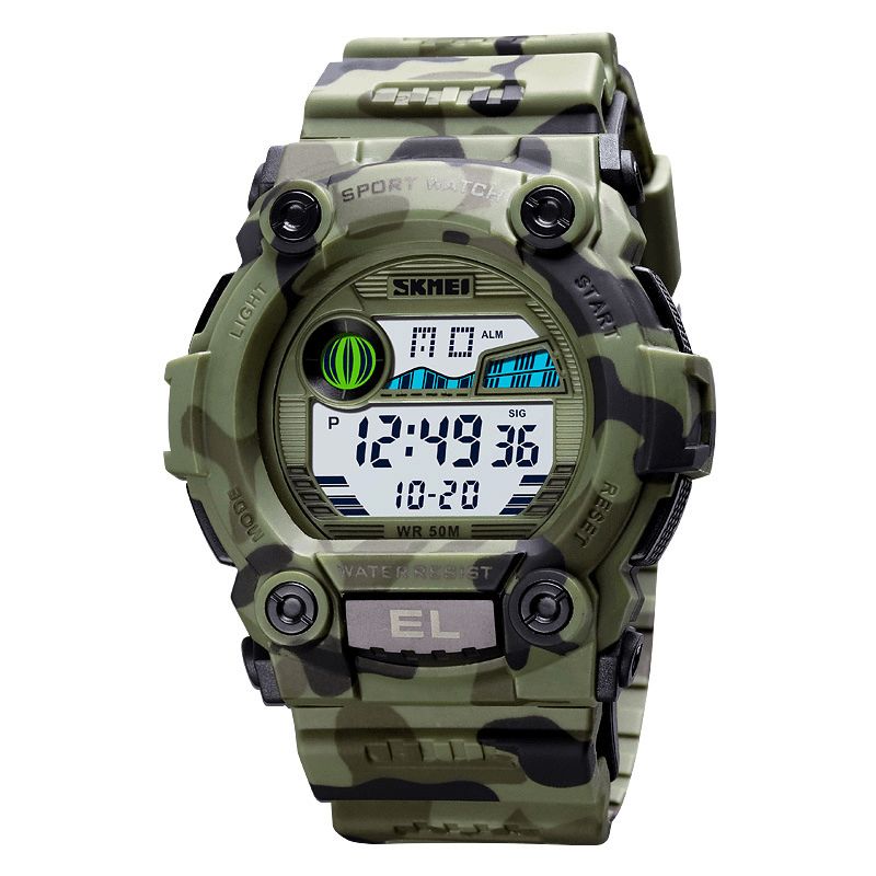 Skmei 1633 Chronograph Sport Herre Armbåndsur Lysende Display Vanntett Led Digital Watch