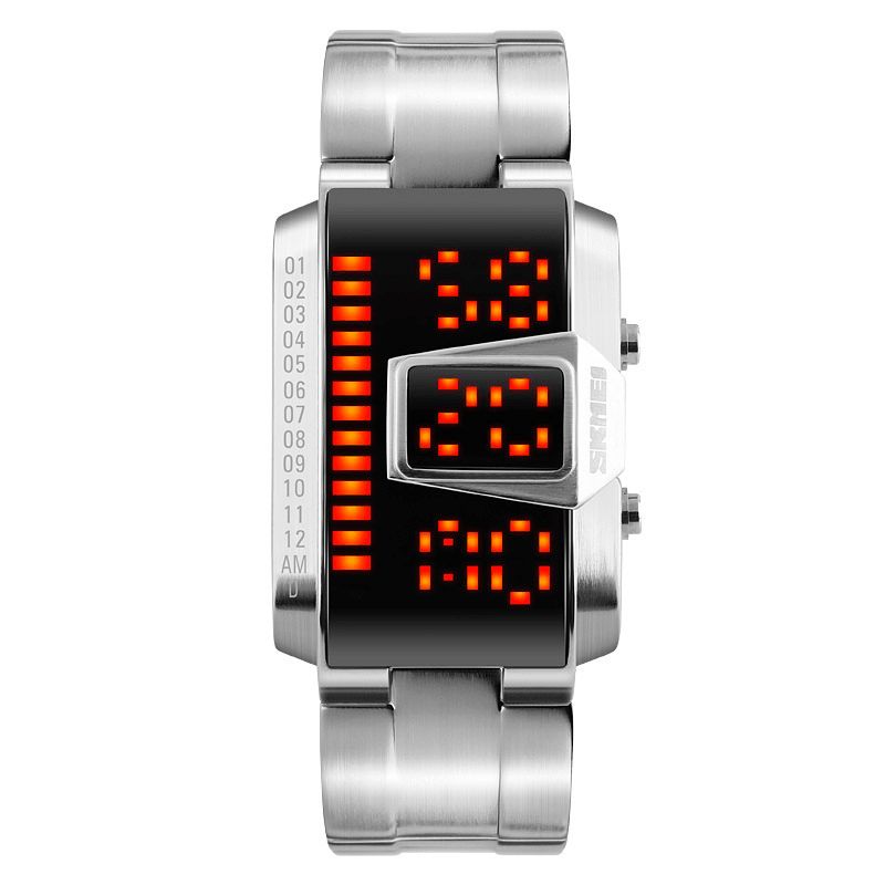 Skmei 1791 Rustfritt Stålbånd Fasjonable Digitalklokke Led Vanntett Armbåndsur For Menn