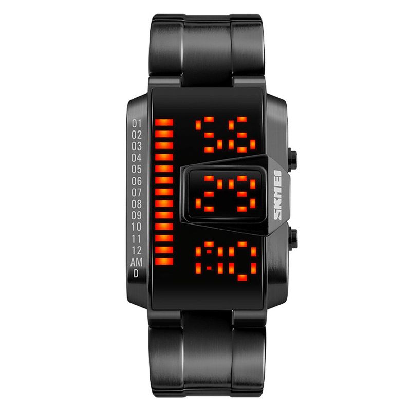 Skmei 1791 Rustfritt Stålbånd Fasjonable Digitalklokke Led Vanntett Armbåndsur For Menn