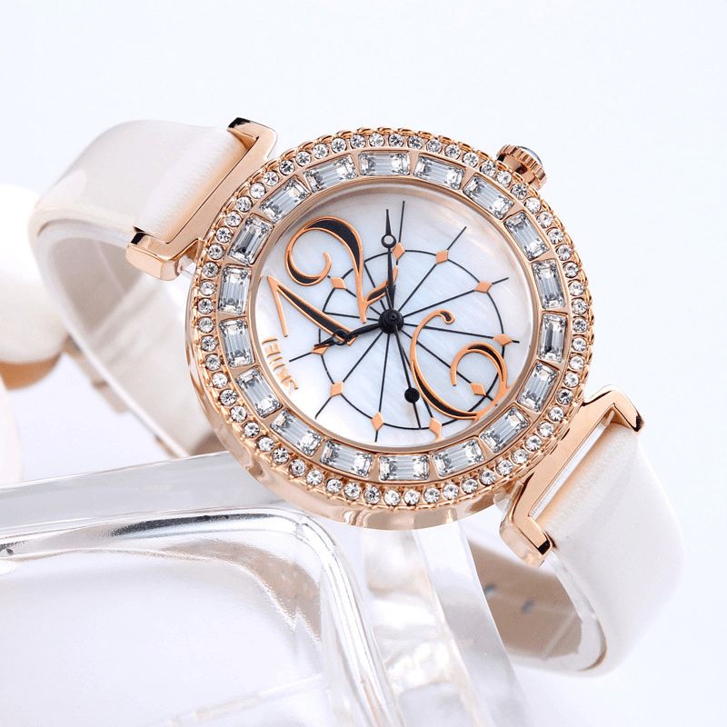 Skmei 9158 Rhinestone Armbåndsur For Kvinner Shell Dial Vanntett Elegant Design Kvartsklokke