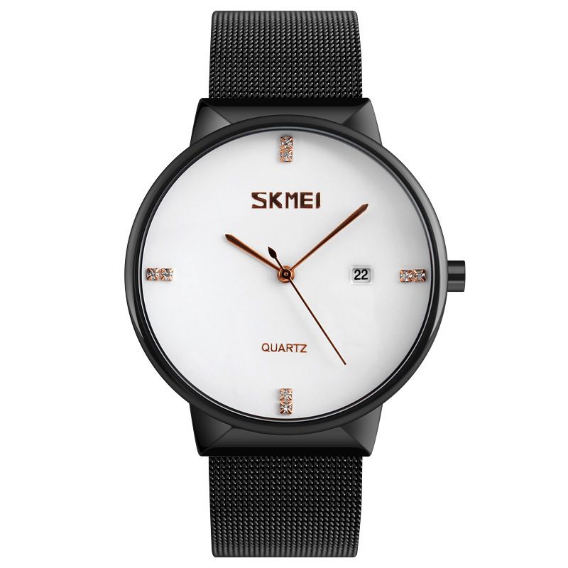 Skmei 9164 Ultra Thin Rustfritt Stål Mesh Band Herre Kvartsklokke