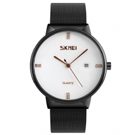 Skmei 9164 Ultra Thin Rustfritt Stål Mesh Band Herre Kvartsklokke