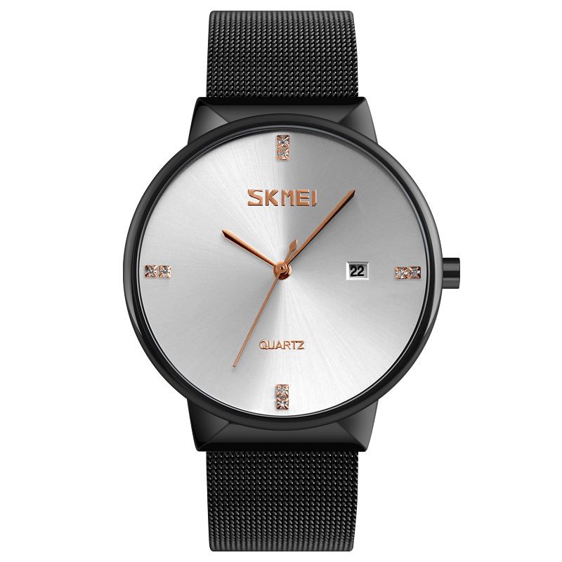 Skmei 9164 Ultra Thin Rustfritt Stål Mesh Band Herre Kvartsklokke