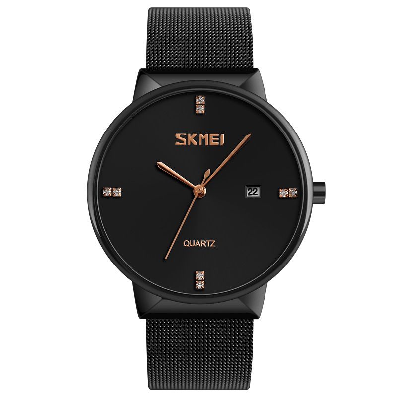 Skmei 9164 Ultra Thin Rustfritt Stål Mesh Band Herre Kvartsklokke