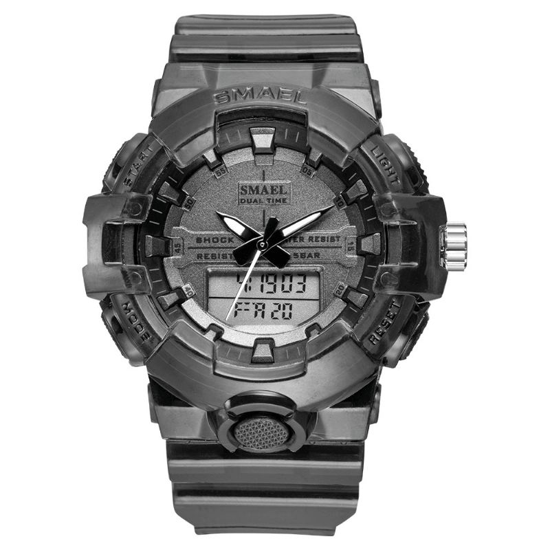 Smael 8025 Sport Herre Digital Klokke Dobbel Tid Dato Uke Display Chronograph 5Atm Vanntett Utendørs Dual Display Klokke