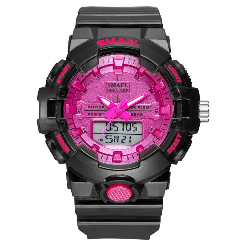 Smael 8025 Sport Herre Digital Klokke Dobbel Tid Dato Uke Display Chronograph 5Atm Vanntett Utendørs Dual Display Klokke