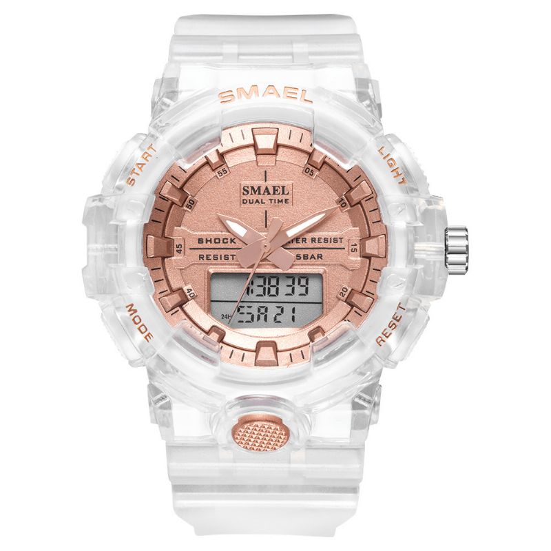 Smael 8025 Sport Herre Digital Klokke Dobbel Tid Dato Uke Display Chronograph 5Atm Vanntett Utendørs Dual Display Klokke