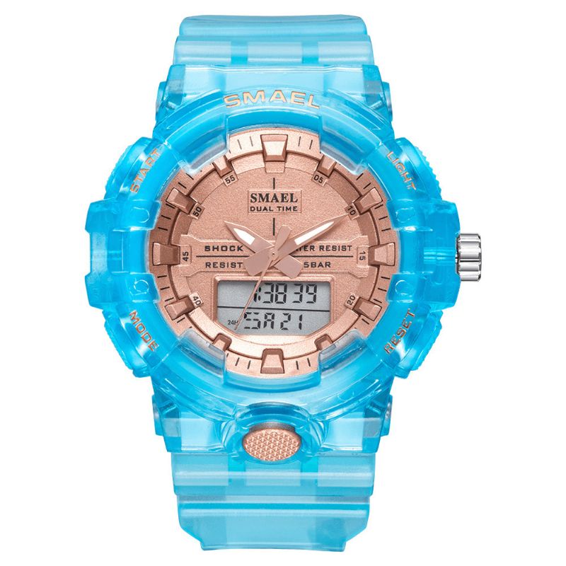 Smael 8025 Sport Herre Digital Klokke Dobbel Tid Dato Uke Display Chronograph 5Atm Vanntett Utendørs Dual Display Klokke