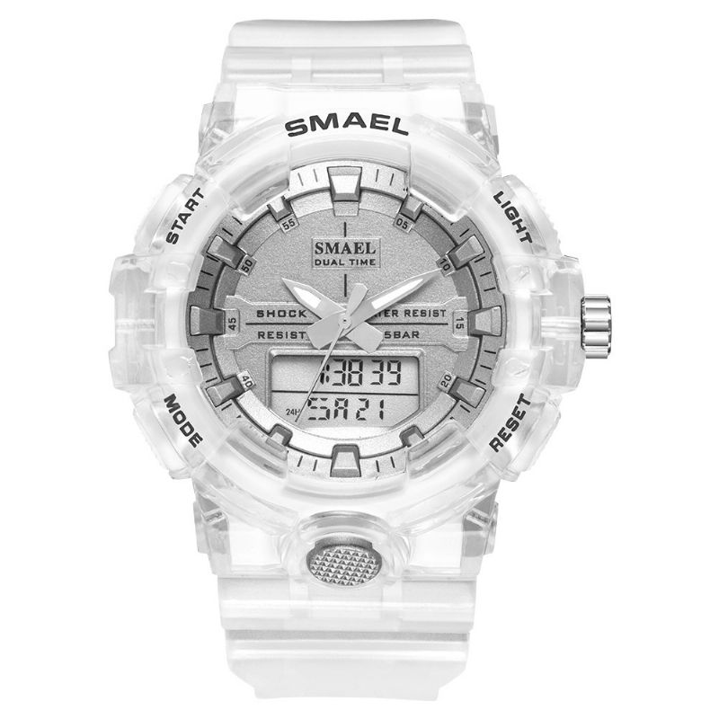 Smael 8025 Sport Herre Digital Klokke Dobbel Tid Dato Uke Display Chronograph 5Atm Vanntett Utendørs Dual Display Klokke