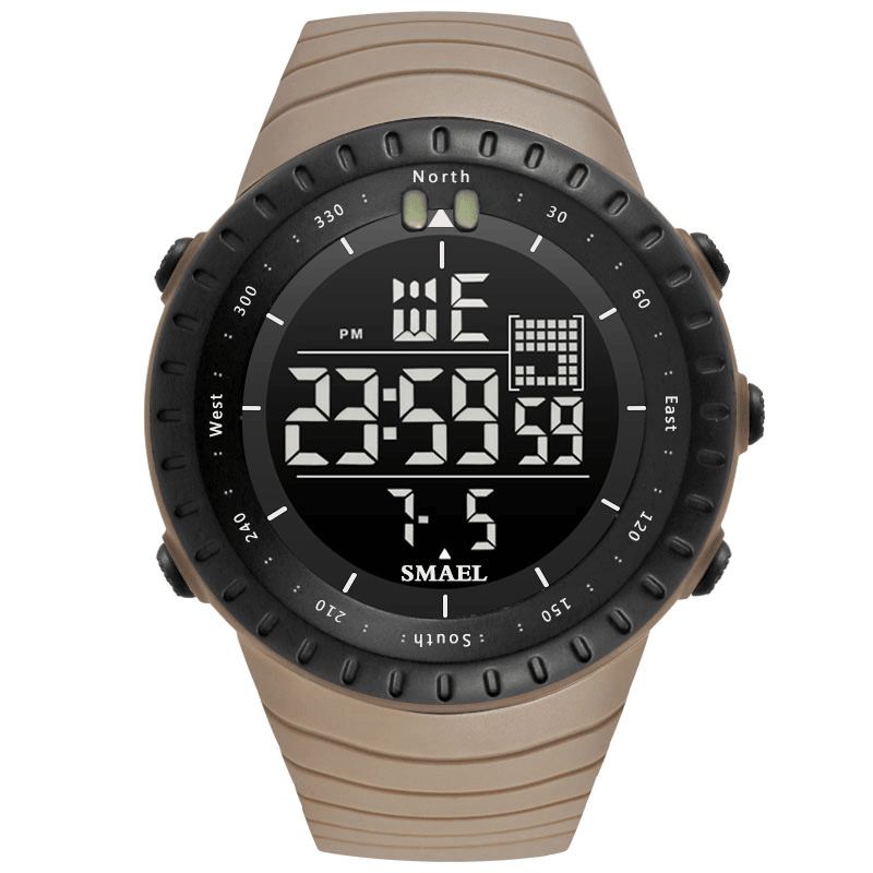 Smael Outdoor Led Display Digital Watch Multifunksjon Silikon Band Sport Herreklokke