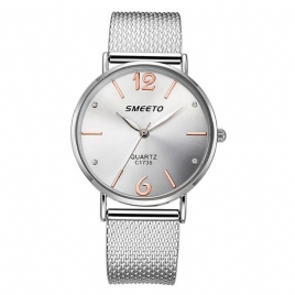 Smeeto Casual Style Kvinner Kvarts Klokke Fashion Dial Rustfritt Stål Strap Dame Dress Armbåndsur