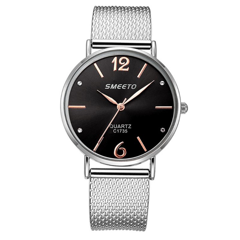 Smeeto Casual Style Kvinner Kvarts Klokke Fashion Dial Rustfritt Stål Strap Dame Dress Armbåndsur