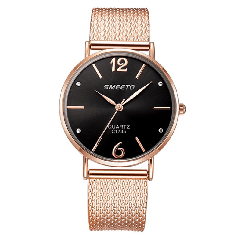 Smeeto Casual Style Kvinner Kvarts Klokke Fashion Dial Rustfritt Stål Strap Dame Dress Armbåndsur