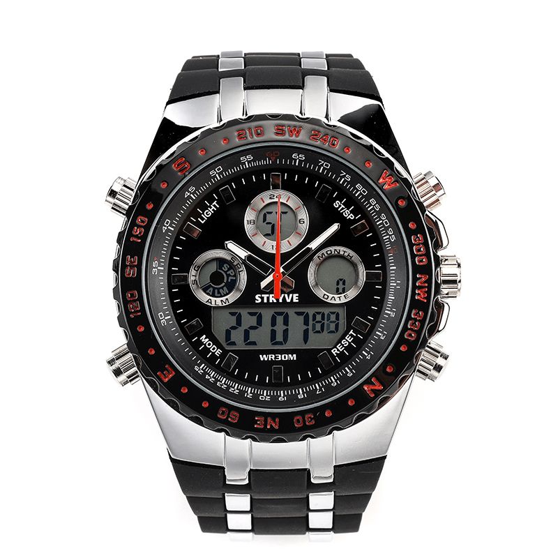 Stryve S8002 Dual Display Digital Watch Luminous Chronograph Stoppeklokke Kalenderalarm Utendørsklokke