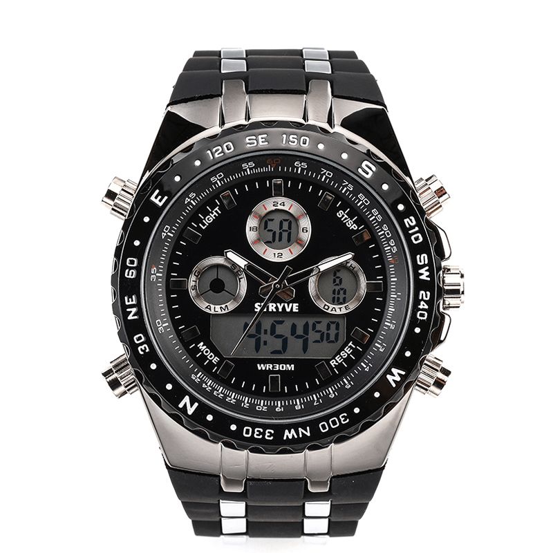 Stryve S8002 Dual Display Digital Watch Luminous Chronograph Stoppeklokke Kalenderalarm Utendørsklokke