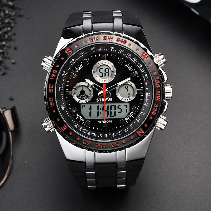 Stryve S8002 Dual Display Digital Watch Luminous Chronograph Stoppeklokke Kalenderalarm Utendørsklokke