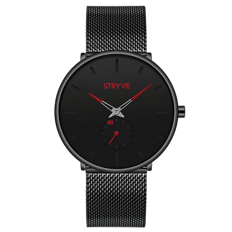 Stryve S9501 Fshion Herre Simple Dial Full Mesh Stålrem Uavhengig Second Dial Kvartsklokke