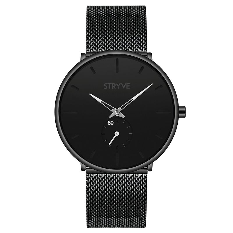 Stryve S9501 Fshion Herre Simple Dial Full Mesh Stålrem Uavhengig Second Dial Kvartsklokke