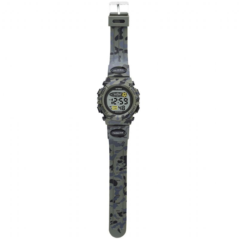 Synoke 9035 Kids Led Fargerik Lysende Camouflage Sport Digital Watch