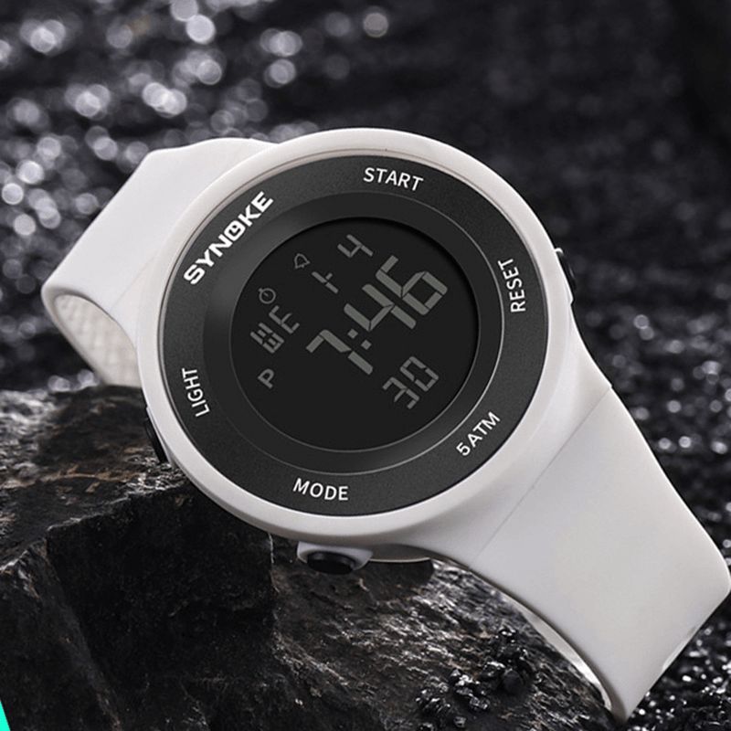 Synoke 9199 Fashion Student Watch 5Atm Vanntett Lysende Skjerm Multifunksjons Sport Digital Klokke