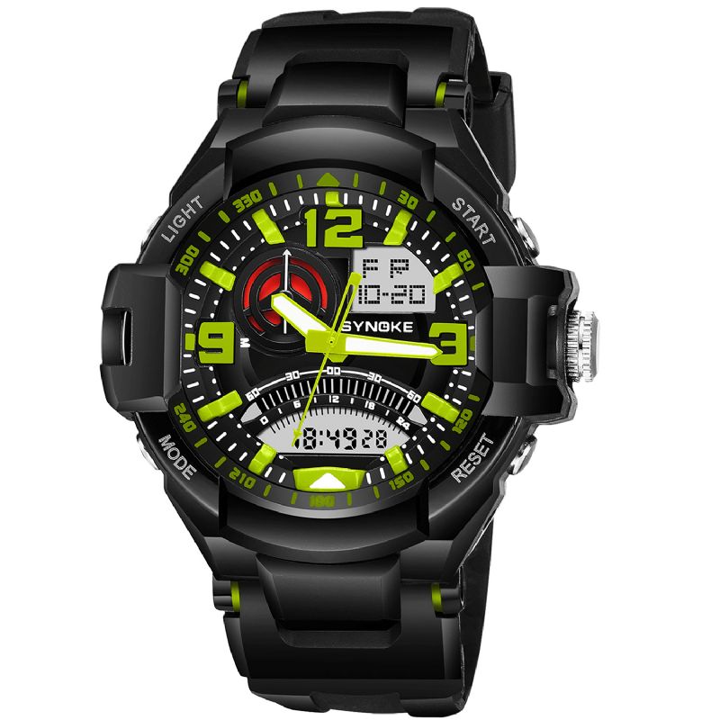 Synoke 9601 Herre Mote Lysende Dual Display Watch Vanntett Outdoor Sport Digital Watch