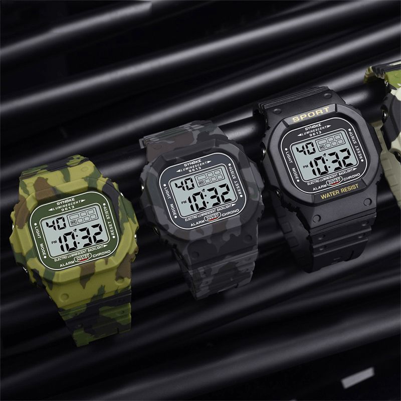 Synoke 9613 Outdoor Sport Herreklokke 3Atm Vanntett Lysende Display Digital Watch