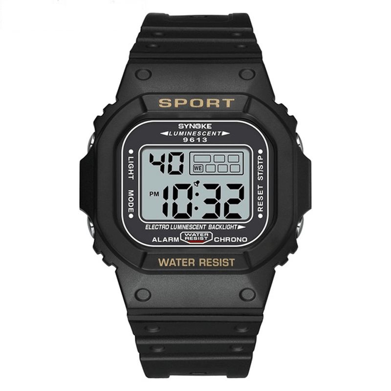 Synoke 9613 Outdoor Sport Herreklokke 3Atm Vanntett Lysende Display Digital Watch