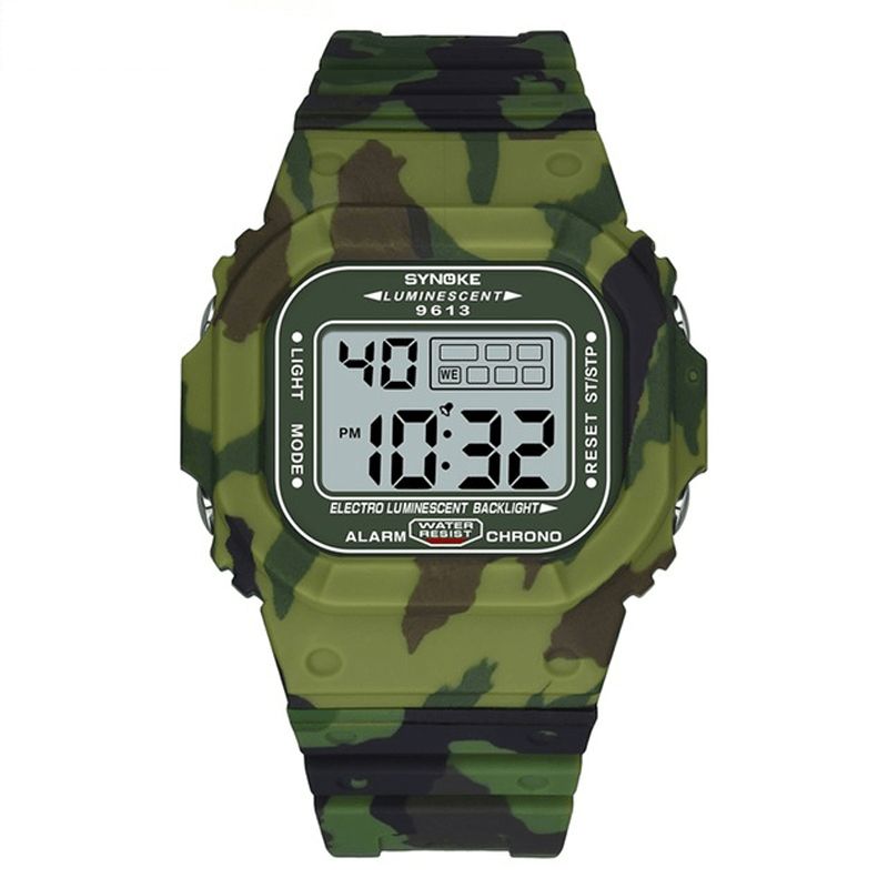 Synoke 9613 Outdoor Sport Herreklokke 3Atm Vanntett Lysende Display Digital Watch