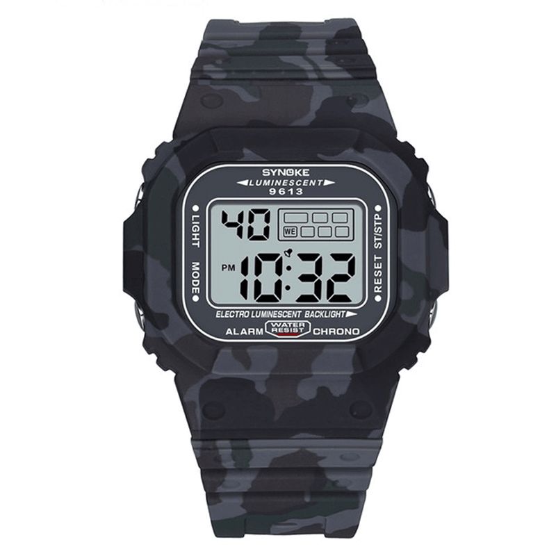 Synoke 9613 Outdoor Sport Herreklokke 3Atm Vanntett Lysende Display Digital Watch