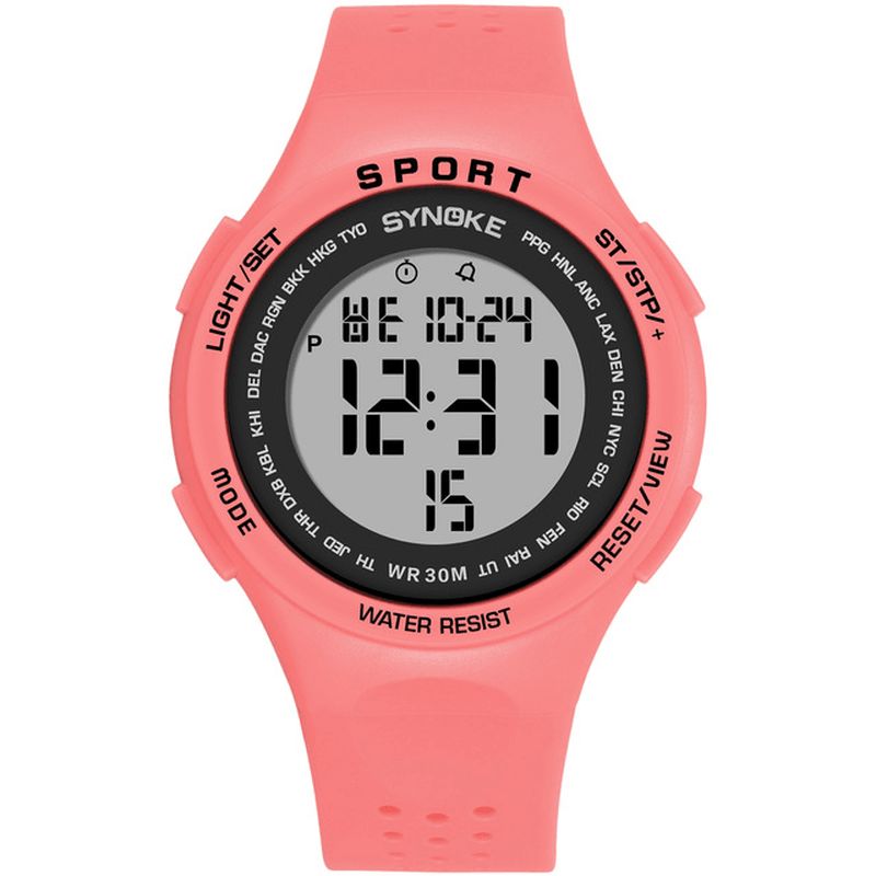 Synoke 9616 El Display Silikonrem Sport Klokke 3Atm Vanntett Alarm Student Digital Watch