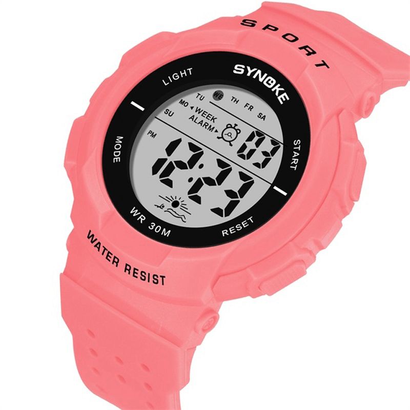 Synoke 9617 Fashion Watch 3Atm Vanntett El Light Multiple Function Colorful Led Sport Digital Watch