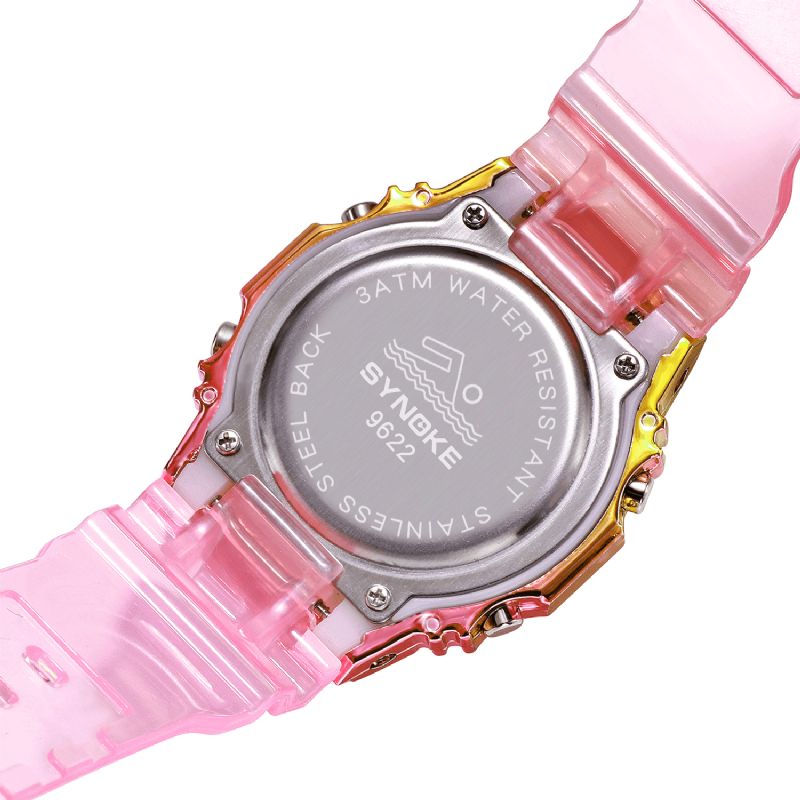 Synoke 9622 Gradient Color Watch Case Fashion Style Kvinner Menn Lysende Display Par Digital Watch