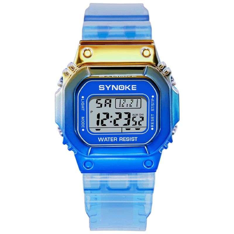 Synoke 9622 Gradient Color Watch Case Fashion Style Kvinner Menn Lysende Display Par Digital Watch