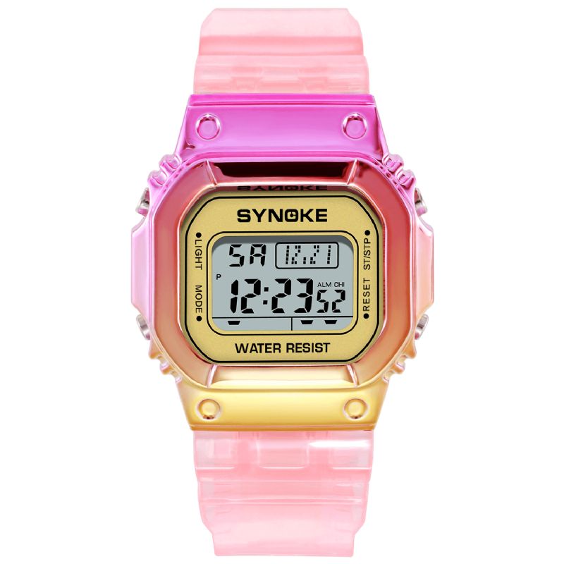 Synoke 9622 Gradient Color Watch Case Fashion Style Kvinner Menn Lysende Display Par Digital Watch