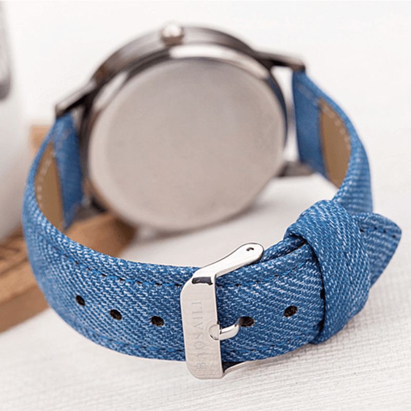 Temperament Cartoon Cat Blank Dial All-Match Denim Strap Dame Kvartsklokke Armbåndsur