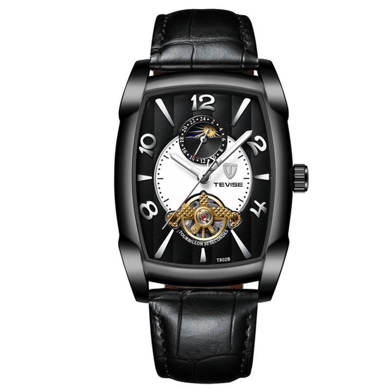 Tevise T802B Business Style Herre Armbåndsur Moonphase Dato Visning Automatisk Mekanisk Klokke