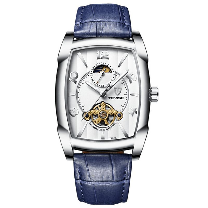 Tevise T802B Business Style Herre Armbåndsur Moonphase Dato Visning Automatisk Mekanisk Klokke